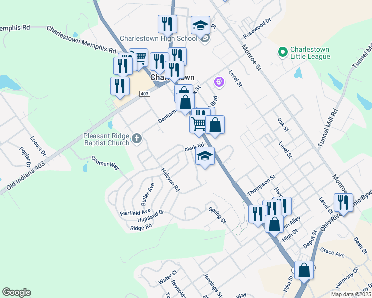 map of restaurants, bars, coffee shops, grocery stores, and more near 101-103 Clark Road in Charlestown