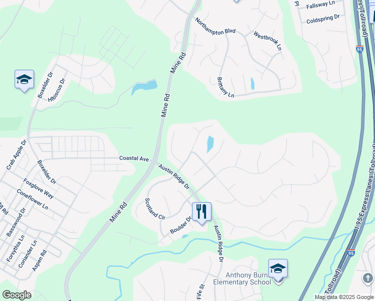 map of restaurants, bars, coffee shops, grocery stores, and more near 13 Francis Court in Stafford