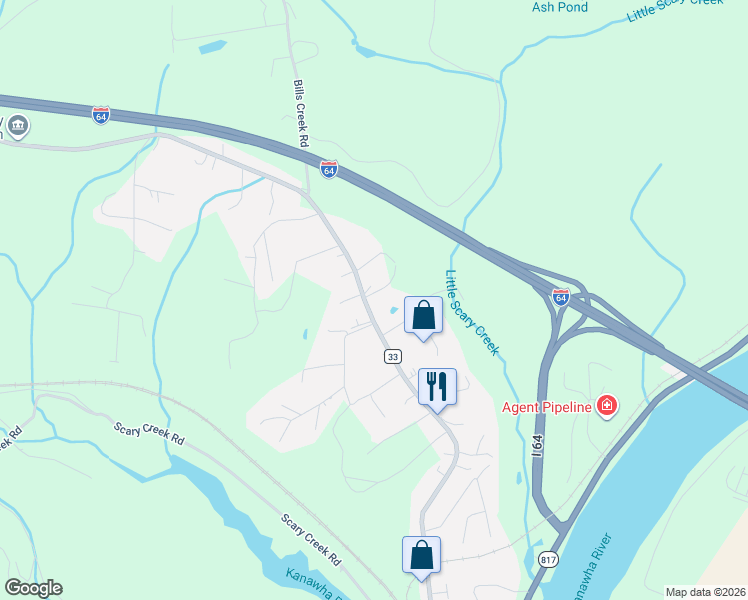 map of restaurants, bars, coffee shops, grocery stores, and more near 9545 Teays Valley Road in Teays Valley