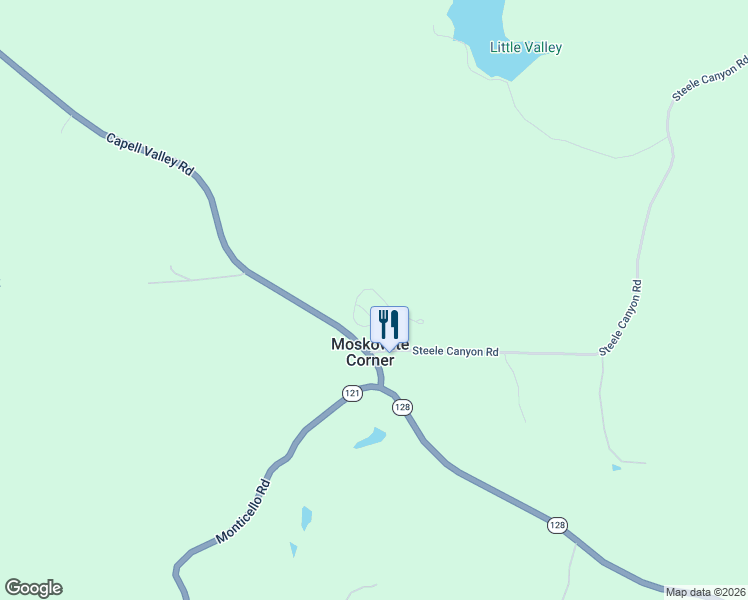 map of restaurants, bars, coffee shops, grocery stores, and more near in Moskowite Corner