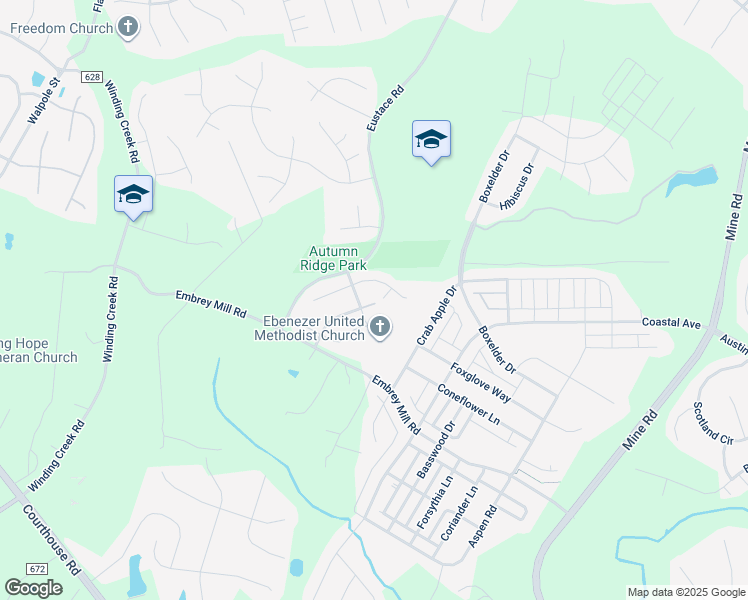 map of restaurants, bars, coffee shops, grocery stores, and more near 9 Gray Birch Drive in Stafford