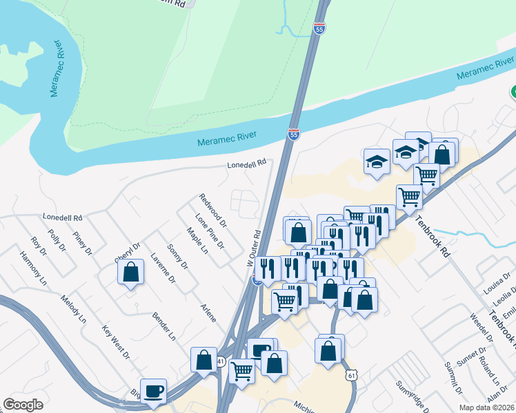 map of restaurants, bars, coffee shops, grocery stores, and more near 321 Fox Chase Apartments Road in Arnold