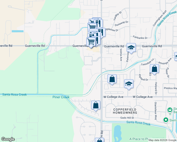 map of restaurants, bars, coffee shops, grocery stores, and more near 2587 Greenvale Lane in Santa Rosa