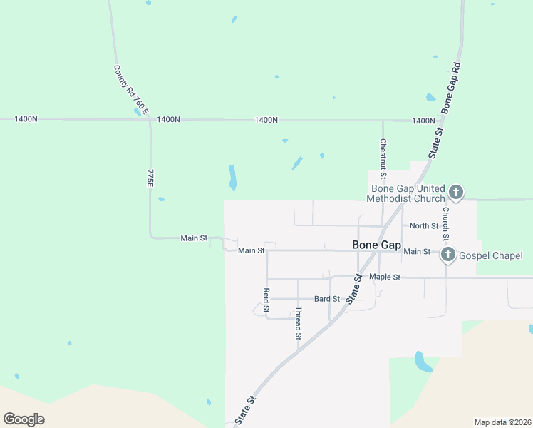 map of restaurants, bars, coffee shops, grocery stores, and more near in Bone Gap