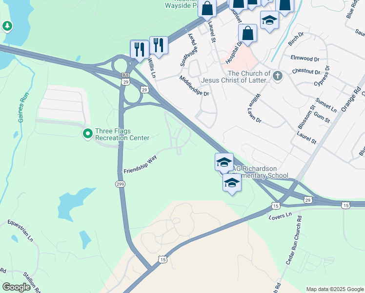 map of restaurants, bars, coffee shops, grocery stores, and more near 500 Concord Place in Culpeper