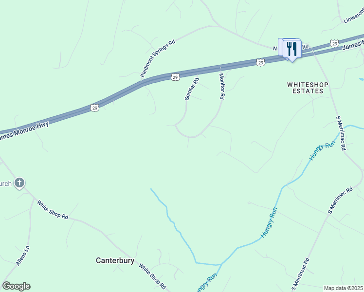 map of restaurants, bars, coffee shops, grocery stores, and more near 18320 Federal Court in Culpeper