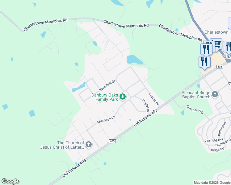 map of restaurants, bars, coffee shops, grocery stores, and more near 8603 South Dogwood Drive in Charlestown
