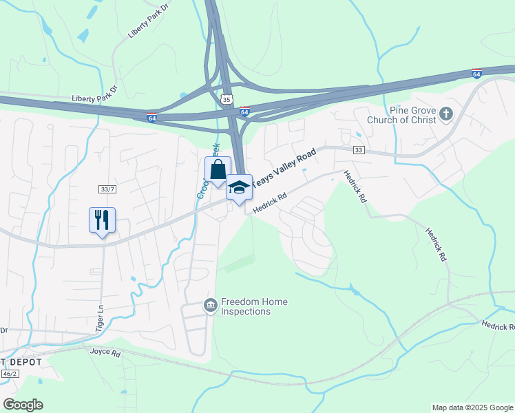 map of restaurants, bars, coffee shops, grocery stores, and more near 161 Hedrick Road in Scott Depot