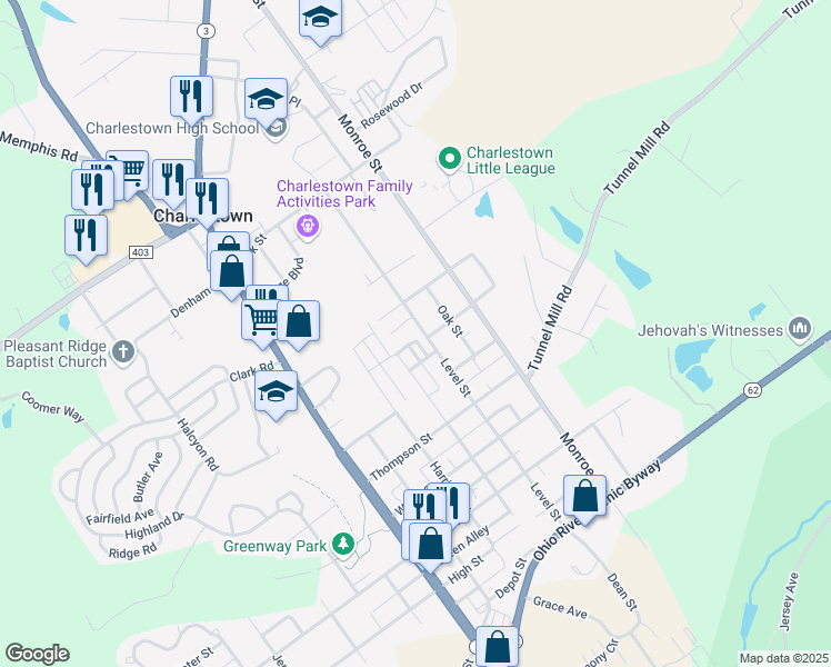 map of restaurants, bars, coffee shops, grocery stores, and more near 711 Level Street in Charlestown
