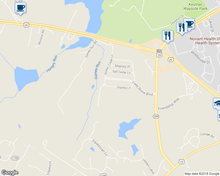 map of restaurants, bars, coffee shops, grocery stores, and more near 12310 Osprey Lane in Culpeper
