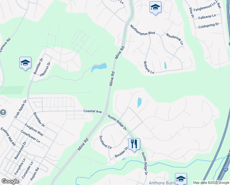 map of restaurants, bars, coffee shops, grocery stores, and more near 25 Morrissey Stone Court in Stafford