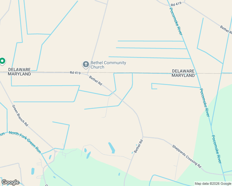 map of restaurants, bars, coffee shops, grocery stores, and more near 9445 Bethel Road in Willards