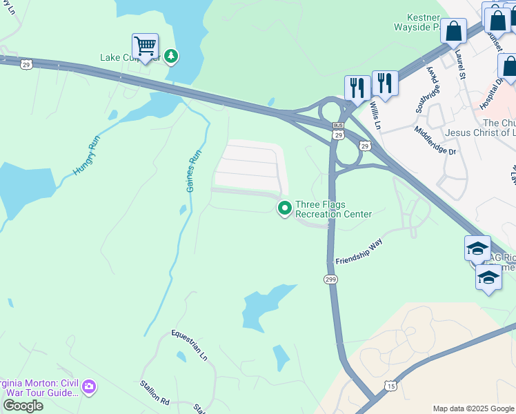 map of restaurants, bars, coffee shops, grocery stores, and more near 12331 Osprey Lane in Culpeper