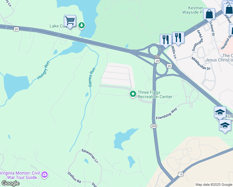 map of restaurants, bars, coffee shops, grocery stores, and more near 12325 Osprey Lane in Culpeper