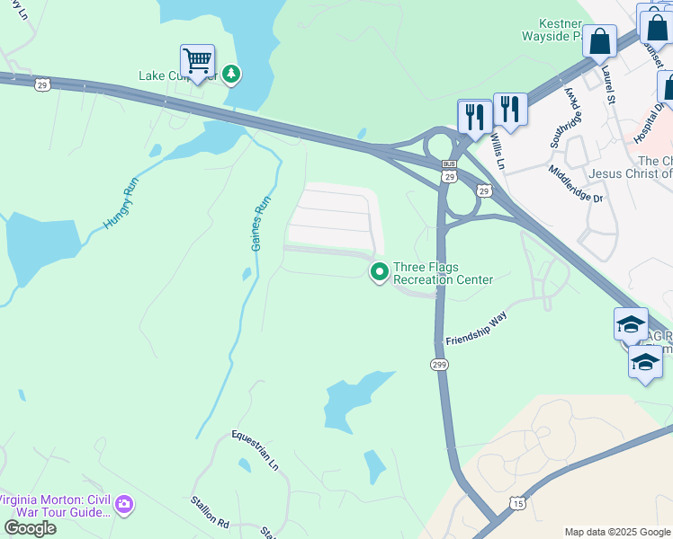 map of restaurants, bars, coffee shops, grocery stores, and more near 12327 Osprey Lane in Culpeper