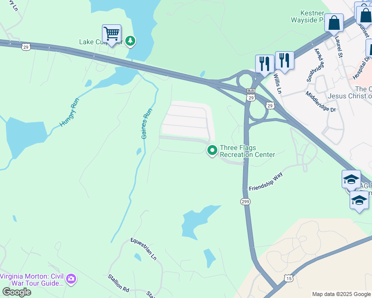 map of restaurants, bars, coffee shops, grocery stores, and more near 12325 Osprey Lane in Culpeper