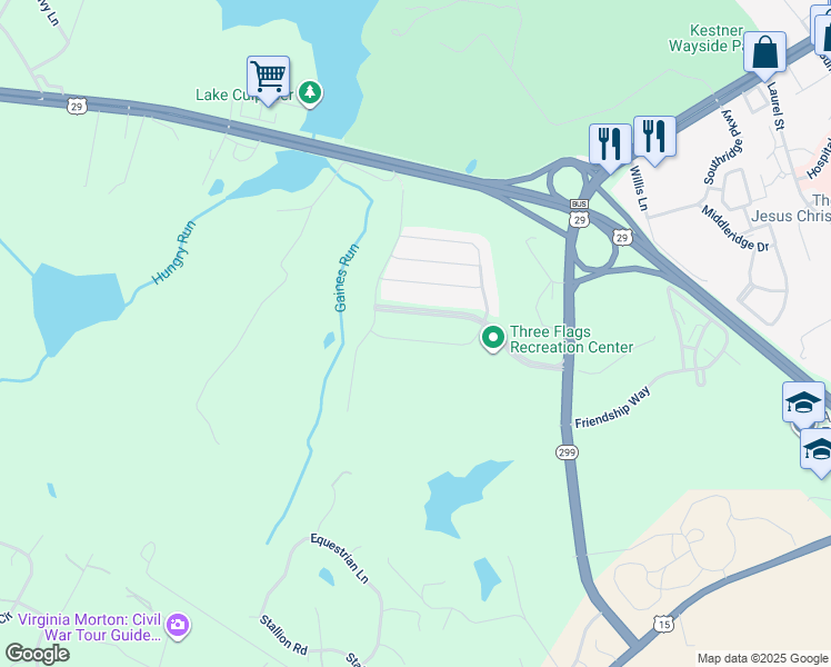 map of restaurants, bars, coffee shops, grocery stores, and more near 12317 Osprey Lane in Culpeper