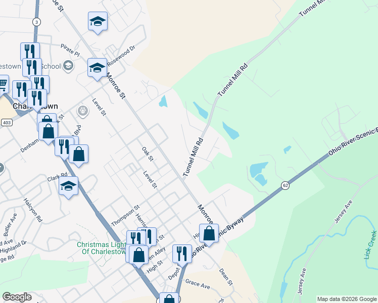 map of restaurants, bars, coffee shops, grocery stores, and more near 1411 Tunnel Mill Road in Charlestown