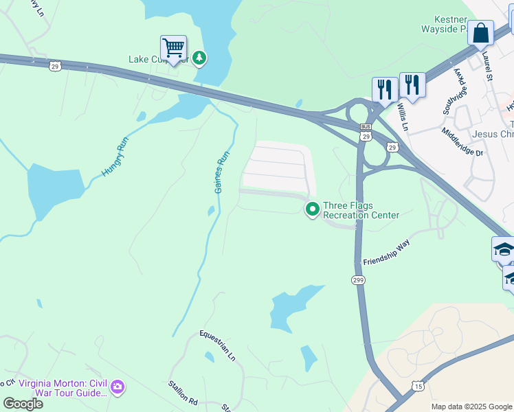 map of restaurants, bars, coffee shops, grocery stores, and more near 12313 Osprey Lane in Culpeper