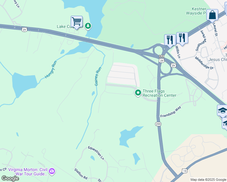 map of restaurants, bars, coffee shops, grocery stores, and more near 12313 Osprey Lane in Culpeper