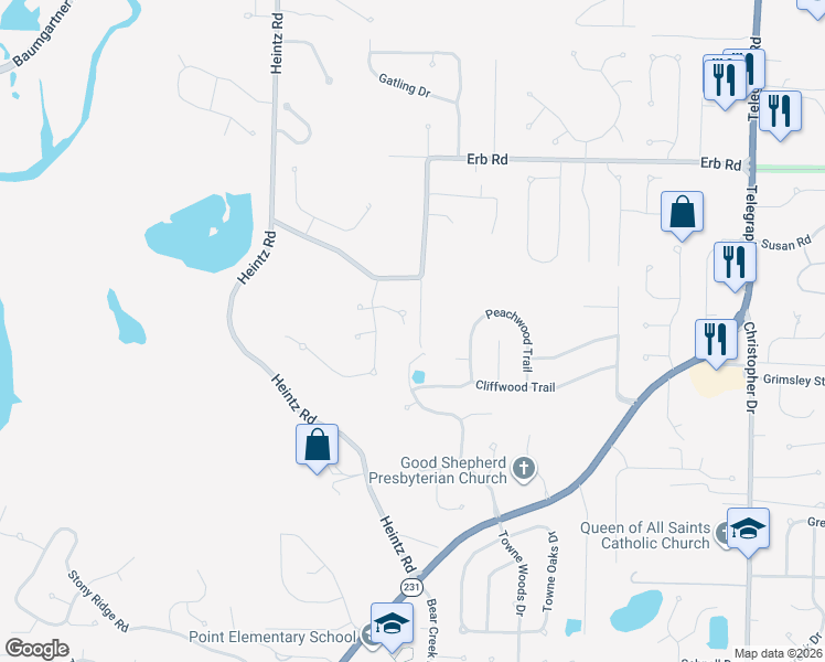 map of restaurants, bars, coffee shops, grocery stores, and more near 2815 Parc Cheri Court in St. Louis