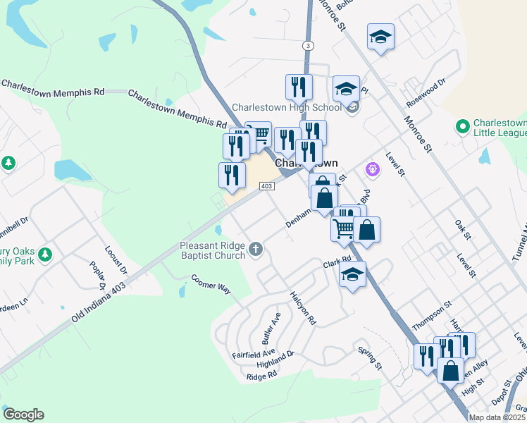 map of restaurants, bars, coffee shops, grocery stores, and more near 391 Cardinal Drive in Charlestown