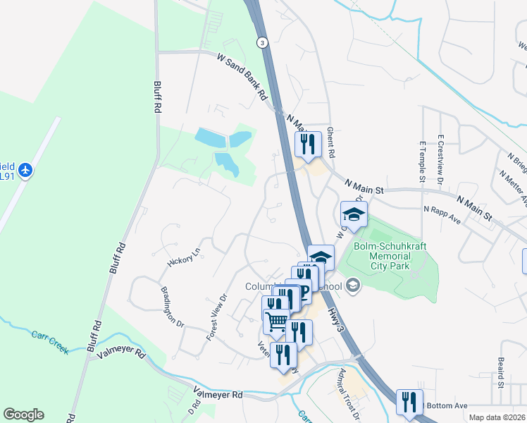 map of restaurants, bars, coffee shops, grocery stores, and more near 405 Westpark Drive in Columbia
