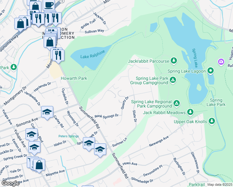 map of restaurants, bars, coffee shops, grocery stores, and more near 965 Stone Castle Lane in Santa Rosa