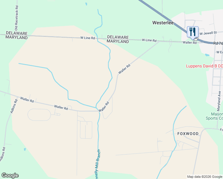 map of restaurants, bars, coffee shops, grocery stores, and more near 29308 Waller Road in Delmar