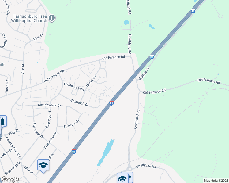 map of restaurants, bars, coffee shops, grocery stores, and more near 1031 Molly Pitcher Place in Harrisonburg