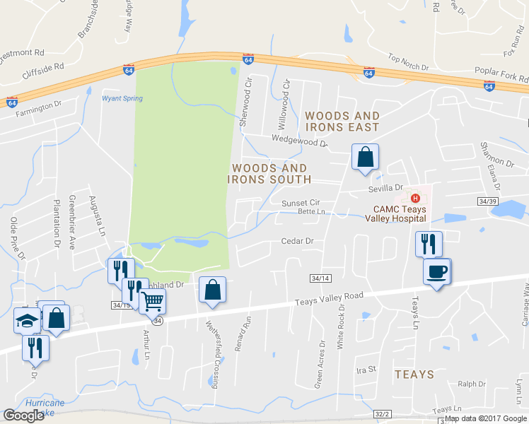 map of restaurants, bars, coffee shops, grocery stores, and more near 52 Oakbridge Dr in Hurricane