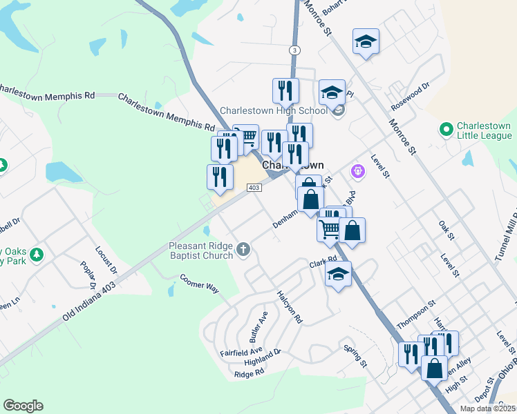 map of restaurants, bars, coffee shops, grocery stores, and more near 391 Cardinal Drive in Charlestown