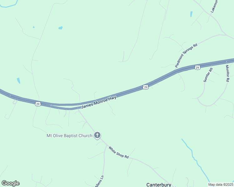 map of restaurants, bars, coffee shops, grocery stores, and more near 8445 James Monroe Highway in Culpeper