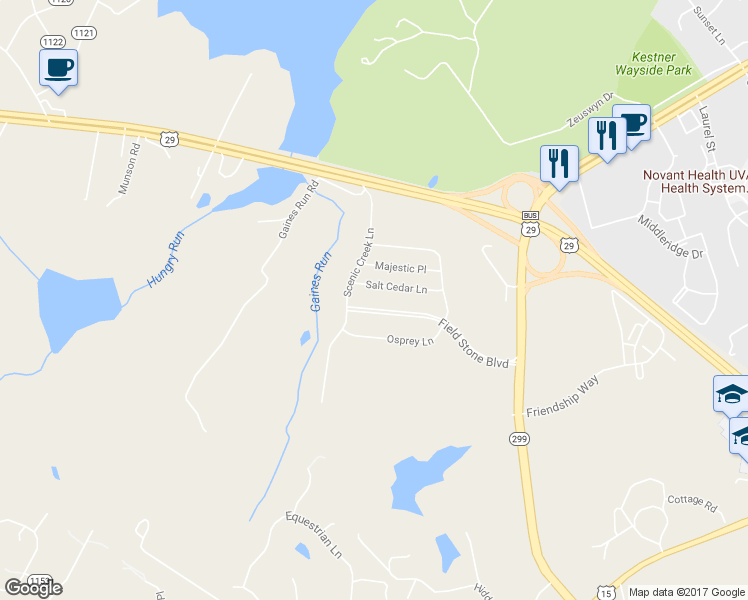 map of restaurants, bars, coffee shops, grocery stores, and more near 11911 Field Stone Boulevard in Culpeper