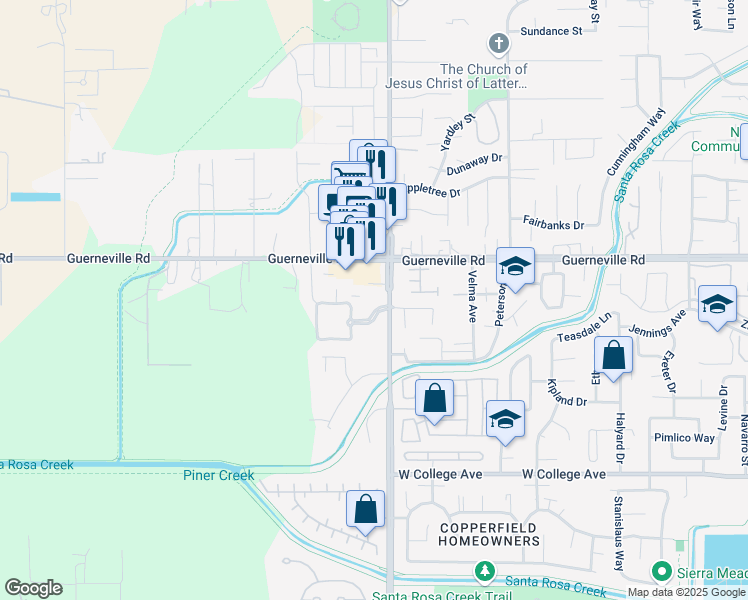 map of restaurants, bars, coffee shops, grocery stores, and more near 1363 Fulton Road in Santa Rosa