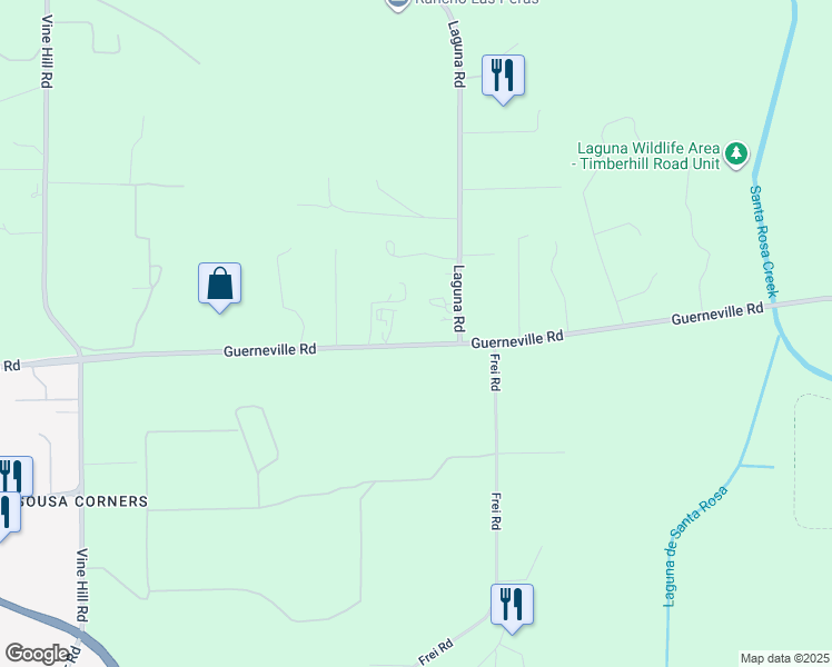 map of restaurants, bars, coffee shops, grocery stores, and more near 5720 Guerneville Road in Sebastopol