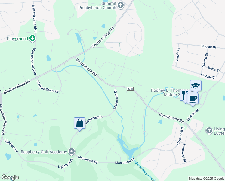 map of restaurants, bars, coffee shops, grocery stores, and more near 2 Monument Drive in Stafford