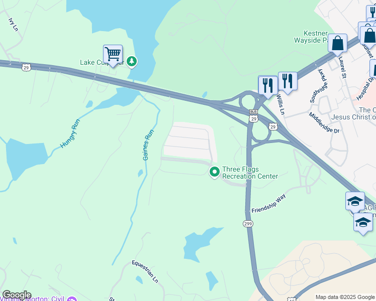 map of restaurants, bars, coffee shops, grocery stores, and more near 11925 Field Stone Boulevard in Culpeper