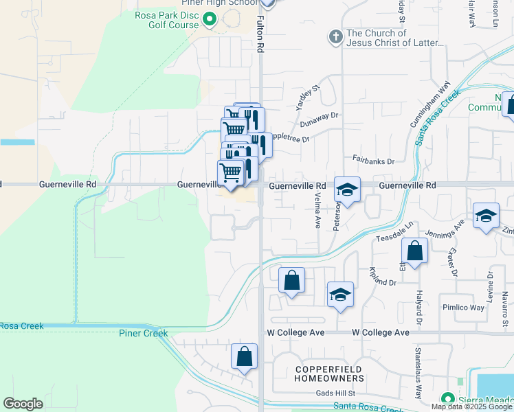 map of restaurants, bars, coffee shops, grocery stores, and more near 1363 Fulton Road in Santa Rosa