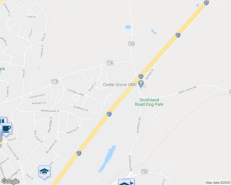 map of restaurants, bars, coffee shops, grocery stores, and more near 1031 Molly Pitcher Place in Harrisonburg