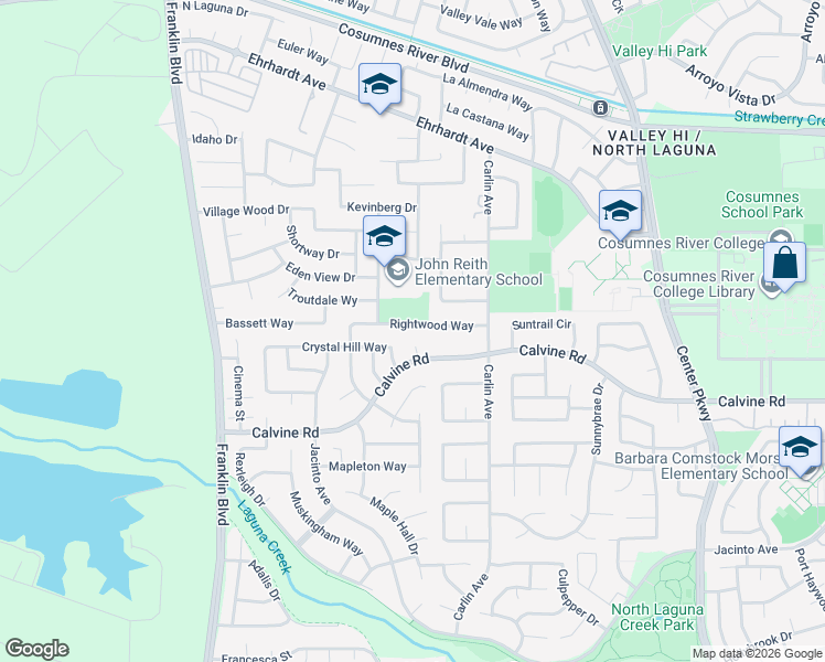 map of restaurants, bars, coffee shops, grocery stores, and more near 5755 Rightwood Way in Sacramento