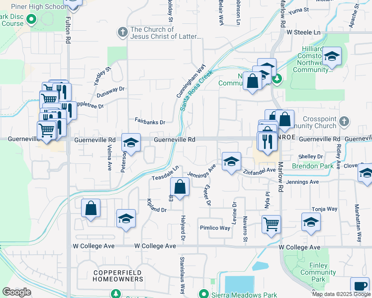 map of restaurants, bars, coffee shops, grocery stores, and more near 2179 Zinfandel Avenue in Santa Rosa