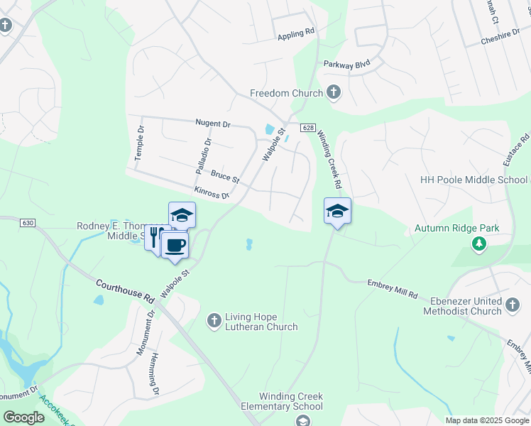 map of restaurants, bars, coffee shops, grocery stores, and more near 8 Eternity Court in Stafford