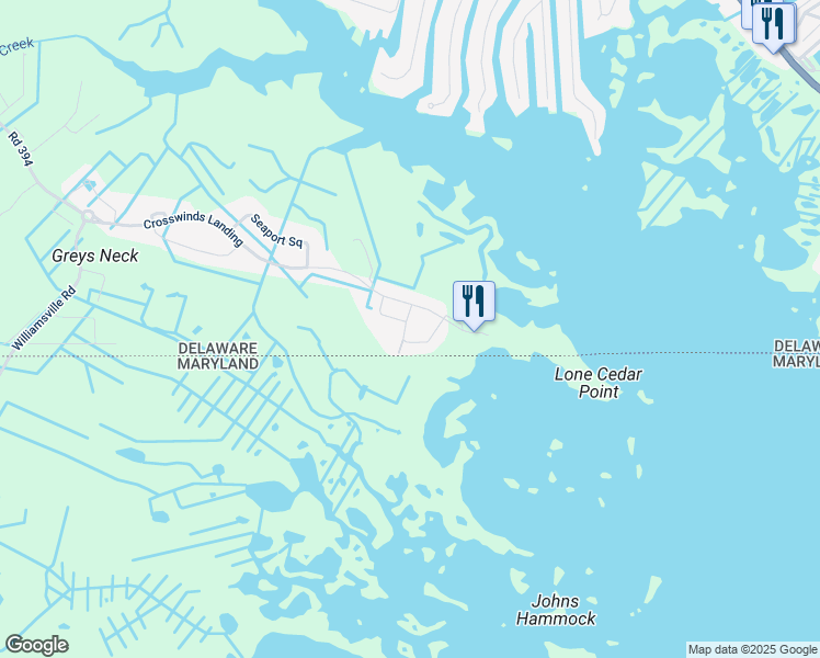 map of restaurants, bars, coffee shops, grocery stores, and more near 27123 Briny Bluff Lane in Selbyville