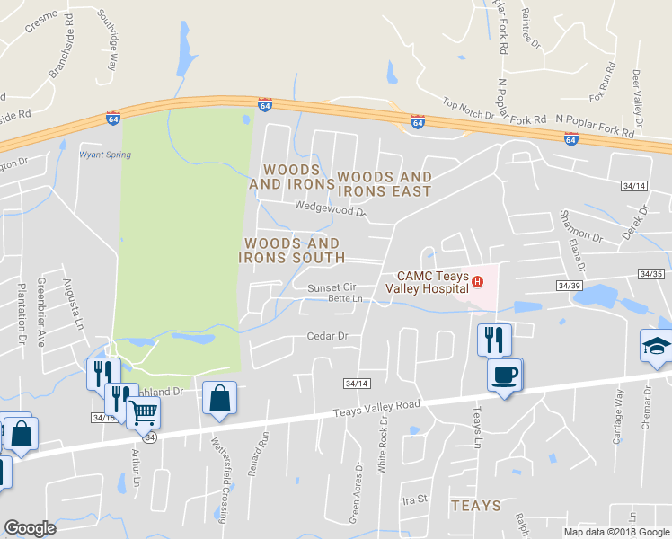 map of restaurants, bars, coffee shops, grocery stores, and more near 354 Sunset Drive in Hurricane