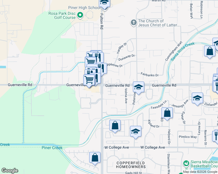 map of restaurants, bars, coffee shops, grocery stores, and more near in Santa Rosa