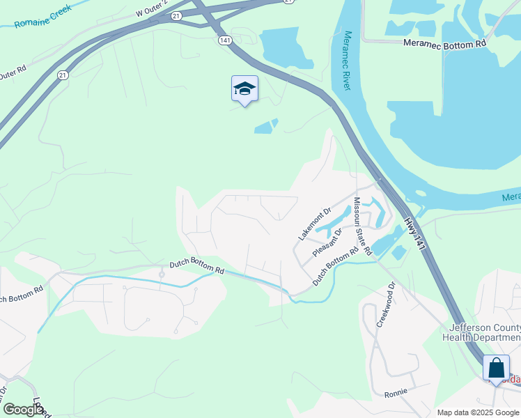 map of restaurants, bars, coffee shops, grocery stores, and more near 1355 Stone Mill Circle in Arnold
