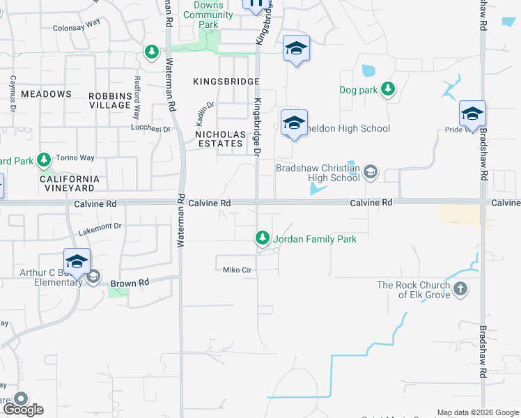 map of restaurants, bars, coffee shops, grocery stores, and more near 9401 Corley Cove Lane in Elk Grove