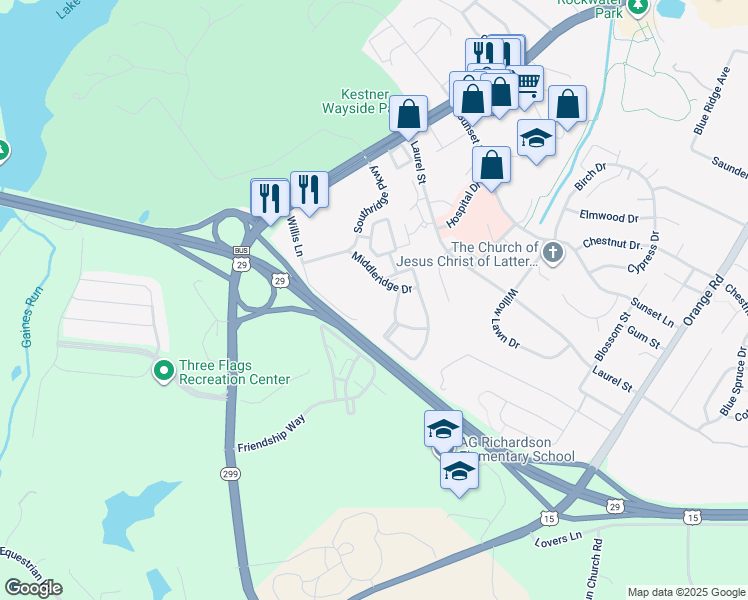 map of restaurants, bars, coffee shops, grocery stores, and more near 516 Cromwell Court in Culpeper