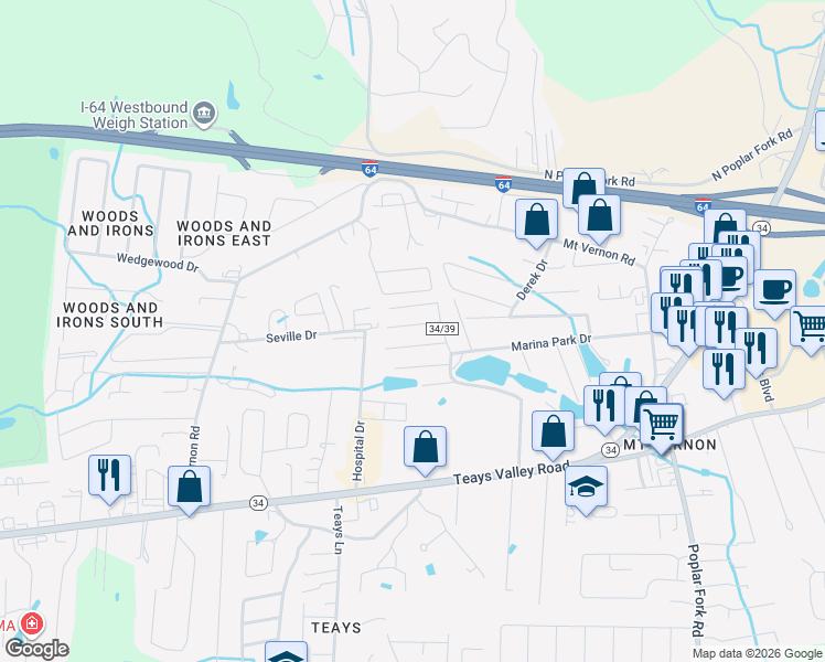 map of restaurants, bars, coffee shops, grocery stores, and more near 55 Chadesa Drive in Hurricane